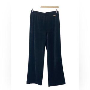 St. John Sport Womens Pants Black Size S Velvet Palazzo Wide Leg Relaxed Fit